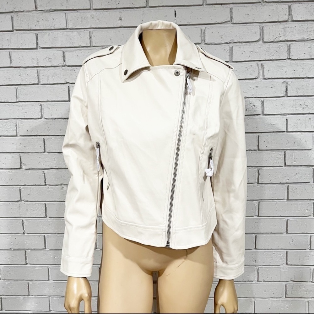 Barney’s Originals Faux Leather Just Married Ecru Jacket - Picture 2 of 7